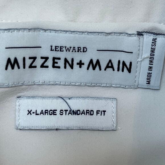 Mizzen + Main White Leeward Button Up Long Sleeve Men’s XL No-Iron Shirt Travel - Picture 3 of 7